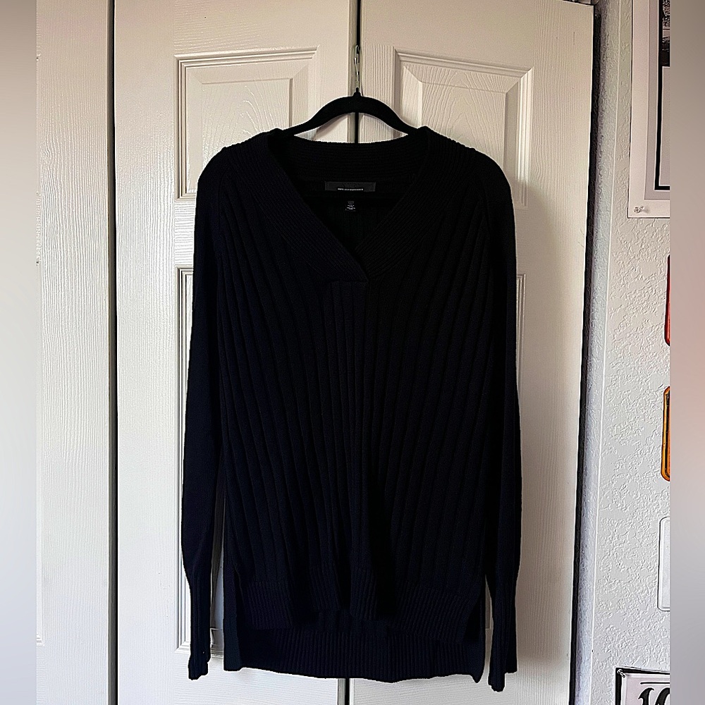 Black cable knit White House black market sweater dress tunic medium like new